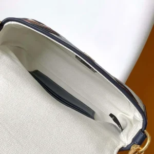 Fendi Women Baguette Mini Canvas Bag with Multicolor FF Embroidery