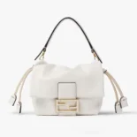 Fendi Women Mamma Baguette Small White Nappa Leather Mini Bag