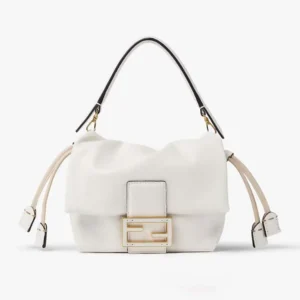 Fendi Women Mamma Baguette Small White Nappa Leather Mini Bag
