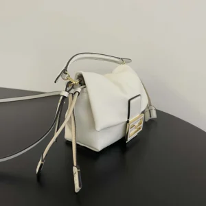 Fendi Women Mamma Baguette Small White Nappa Leather Mini Bag