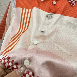 Fendi Women Pink Silk Shirt with Patchwork Print