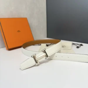 Hermes Unisex H Belt Buckle & Reversible Leather Strap 32 mm-White/Brown