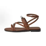 Hermes Women June Sandal in Calfskin-Brown H242104Zv20360