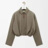 Loewe Men Draped Jacket in Cotton and Silk-Khaki Brown
