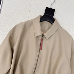 Loewe Men Draped Jacket in Cotton and Silk-Khaki Brown
