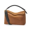 Loewe Unisex Puzzle Bag in Suede Calfskin-Brown
