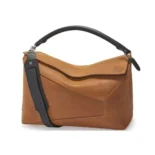 Loewe Unisex Puzzle Bag in Suede Calfskin-Brown