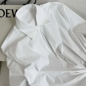 Loewe Women Draped Shirt in Cotton-White