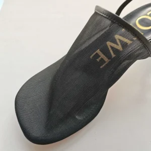 Loewe Women Petal Slingback Heel Sandal in Mesh-Black LLSP379X01
