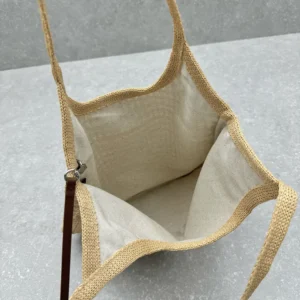 Miu Miu Women IVY Raffia-Effect and Linen Bag 5BG231