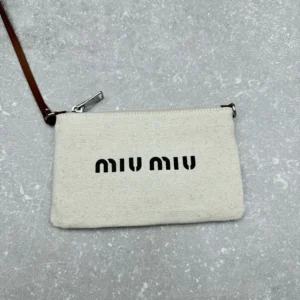 Miu Miu Women IVY Raffia-Effect and Linen Bag 5BG231