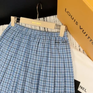 Miu Miu Women Pleated Check Skirt MG222816MK