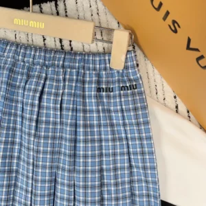 Miu Miu Women Pleated Check Skirt MG222816MK
