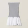 Miu Miu Women Poplin and Jersey Miniskirt-White 12 Miu Miu Women Poplin and Jersey Miniskirt-White
