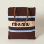 Miu Miu Women Raffia-effect Woven Tote Bag 5BG248