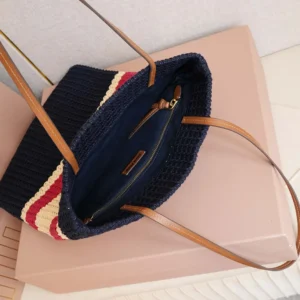 Miu Miu Women Raffia-effect Woven Tote Bag 5BG2482DO3