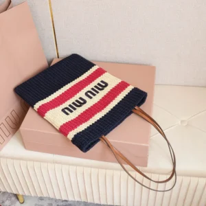 Miu Miu Women Raffia-effect Woven Tote Bag 5BG2482DO3