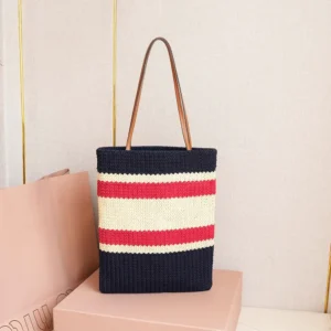 Miu Miu Women Raffia-effect Woven Tote Bag 5BG2482DO3