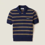 Miu Miu Women Striped Cashmere and Silk Polo Sweater MMLA18