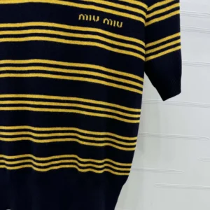 Miu Miu Women Striped Cashmere and Silk Polo Sweater MMLA18