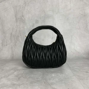 Miu Miu Women Wander Matelassé Nappa Leather Hobo Bag-Black