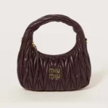 Miu Miu Women Wander Matelassé Nappa Leather Hobo Bag-Briarwood