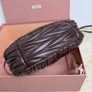 Miu Miu Women Wander Matelassé Nappa Leather Hobo Bag-Chocolate