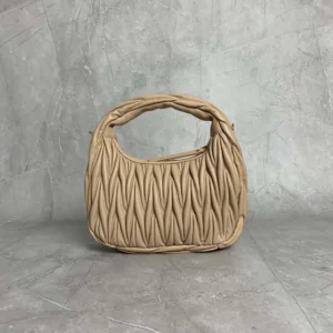 Miu Miu Women Wander Matelassé Nappa Leather Hobo Bag-Sandy