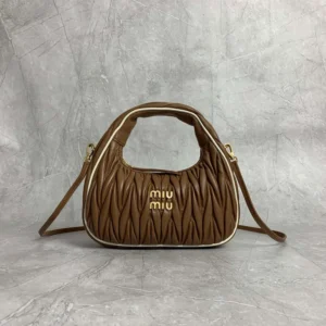 Miu Miu Women Wander matelassé nappa leather bag-Brown/White