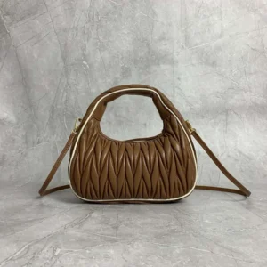 Miu Miu Women Wander matelassé nappa leather bag-Brown/White
