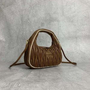 Miu Miu Women Wander matelassé nappa leather bag-Brown/White