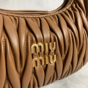 Miu Miu Women Wander matelassé nappa leather bag-Brown/White