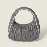 Miu Miu Women Wander matelassé nappa leather bag-Gray/White