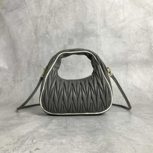 Miu Miu Women Wander matelassé nappa leather bag-Gray/White