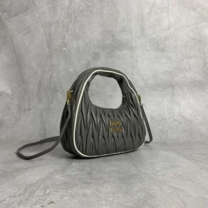 Miu Miu Women Wander matelassé nappa leather bag-Gray/White