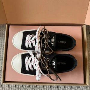 Miu Miu Women Washed Denim Sneakers-Black 5E384ECSLF0002F005