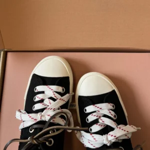 Miu Miu Women Washed Denim Sneakers-Black 5E384ECSLF0002F005