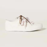 Miu Miu Women Washed Denim Sneakers-White 5E384ECSLF0304F005