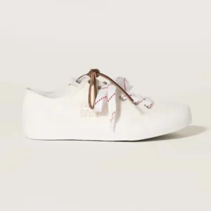 Miu Miu Women Washed Denim Sneakers-White 5E384ECSLF0304F005