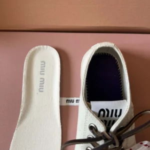 Miu Miu Women Washed Denim Sneakers-White 5E384ECSLF0304F005