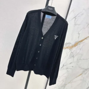 Prada Men Cashmere Cardigan-Black P25L87102T