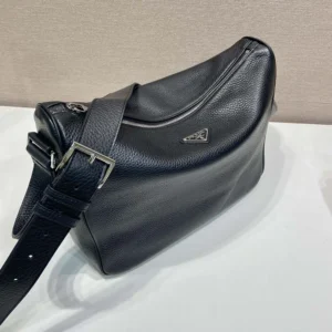 Prada Unisex Medium Leather Shoulder Bag-Black 2VH182