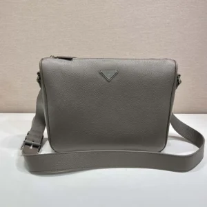 Prada Unisex Medium Leather Shoulder Bag-Gray 2VH182