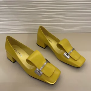 Prada Women Brushed Leather Pumps-Yellow 1I963N055F0377FD035