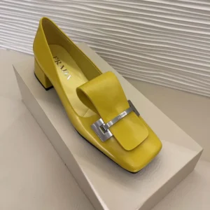 Prada Women Brushed Leather Pumps-Yellow 1I963N055F0377FD035