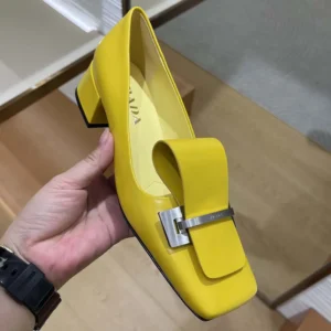 Prada Women Brushed Leather Pumps-Yellow 1I963N055F0377FD035