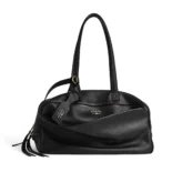 Prada Women Carrie Bowling Bag Medium in Black Calfskin