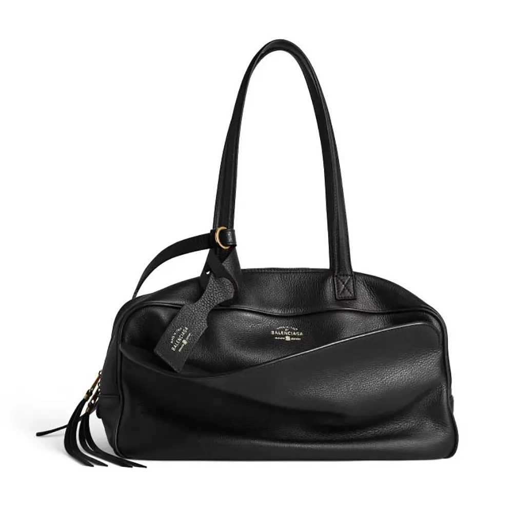 Prada Women Carrie Bowling Bag Medium in Black Calfskin 1 Prada Women Carrie Bowling Bag Medium in Black Calfskin