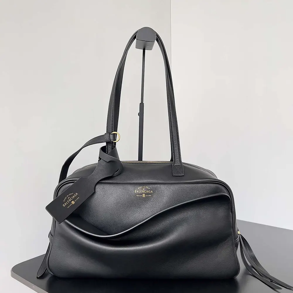 Prada Women Carrie Bowling Bag Medium in Black Calfskin 2 Prada Women Carrie Bowling Bag Medium in Black Calfskin