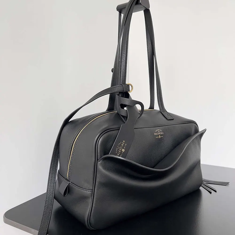 Prada Women Carrie Bowling Bag Medium in Black Calfskin 4 Prada Women Carrie Bowling Bag Medium in Black Calfskin